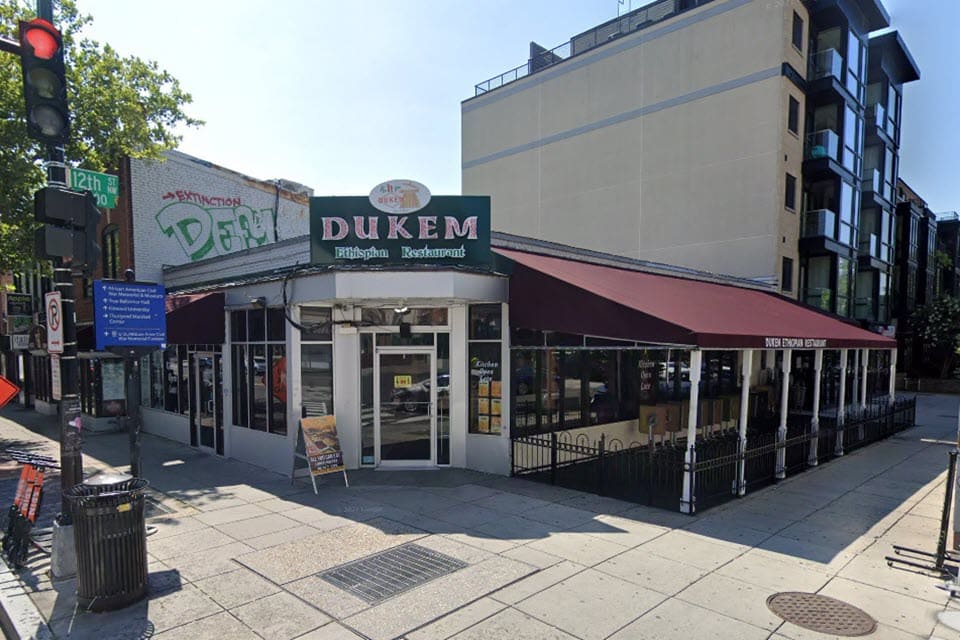 Dukem Ethiopian Restaurant DC exterior on U Street in Washington DC, iconic restaurant offering authentic Ethiopian cuisine and live music